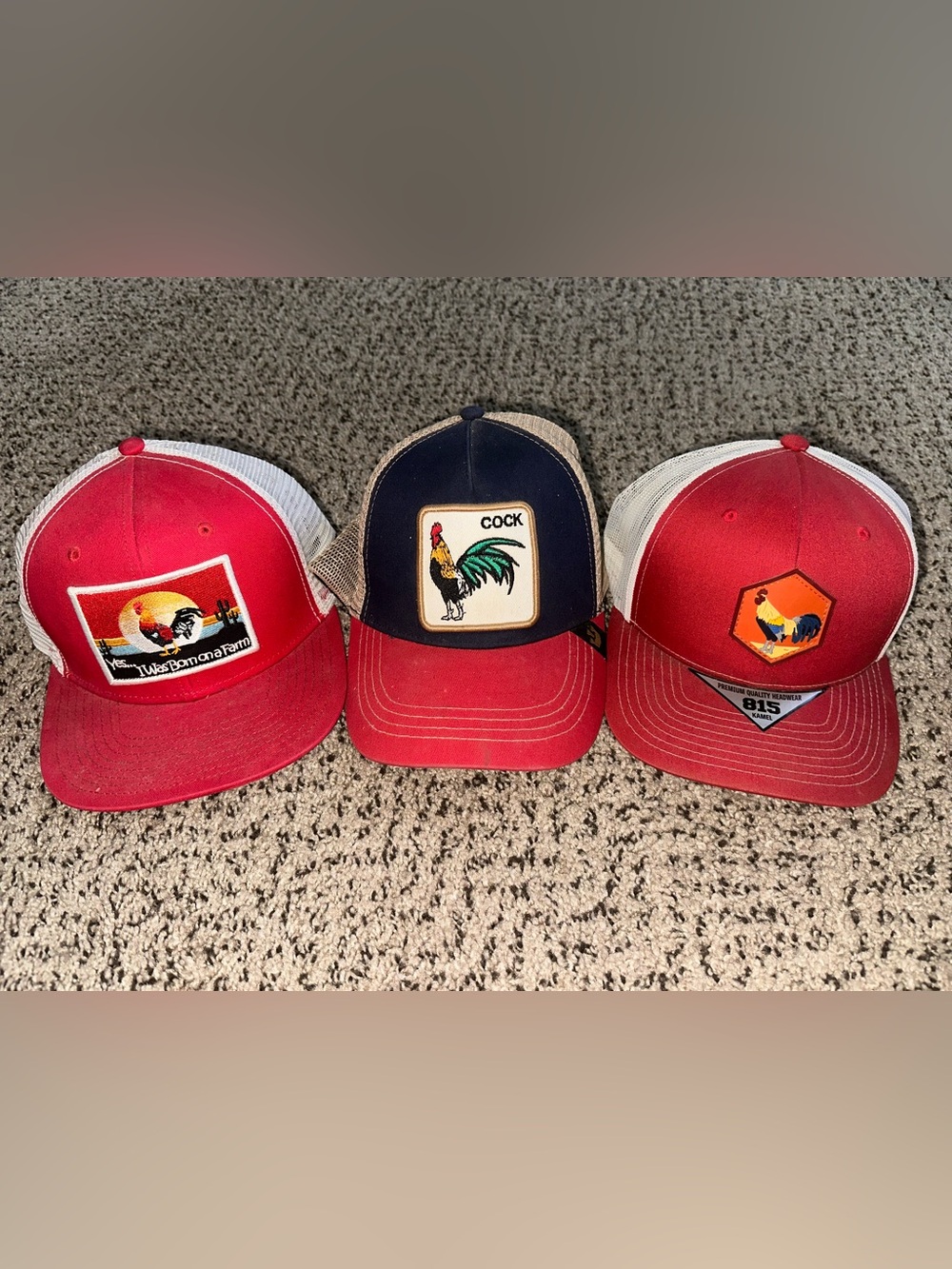 Rooster hats bundle of 3